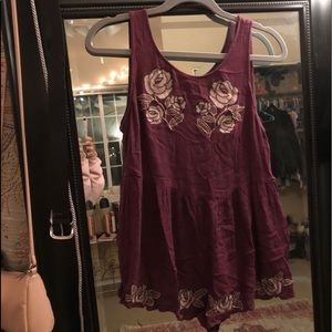 Embroidered romper, purple with open back